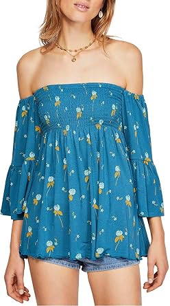 Free People Womens Lana Floral Smocked Blouse