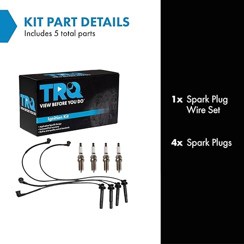 Miniatura 331 de TRQ Kit de bujías de 5 piezas de bujías de iridio compatibles con Chevrolet Aveo 2004-2008 Aveo5 2004-2008