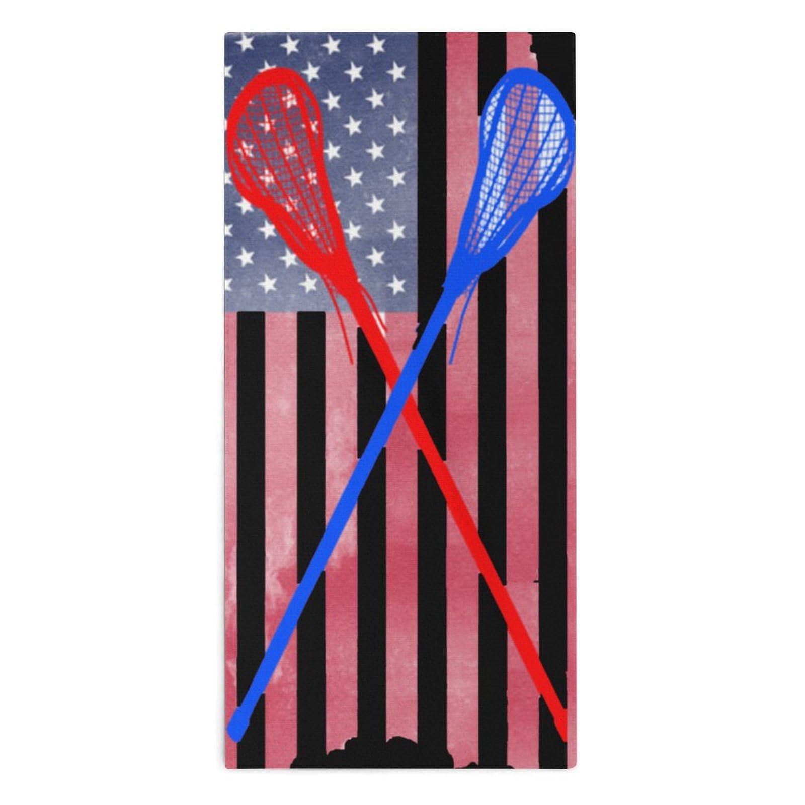 TXFBTRFSA Lacrosse U.S.A Flag Hand Towels for Adult Face Towel Bath Beach Swim Accessories