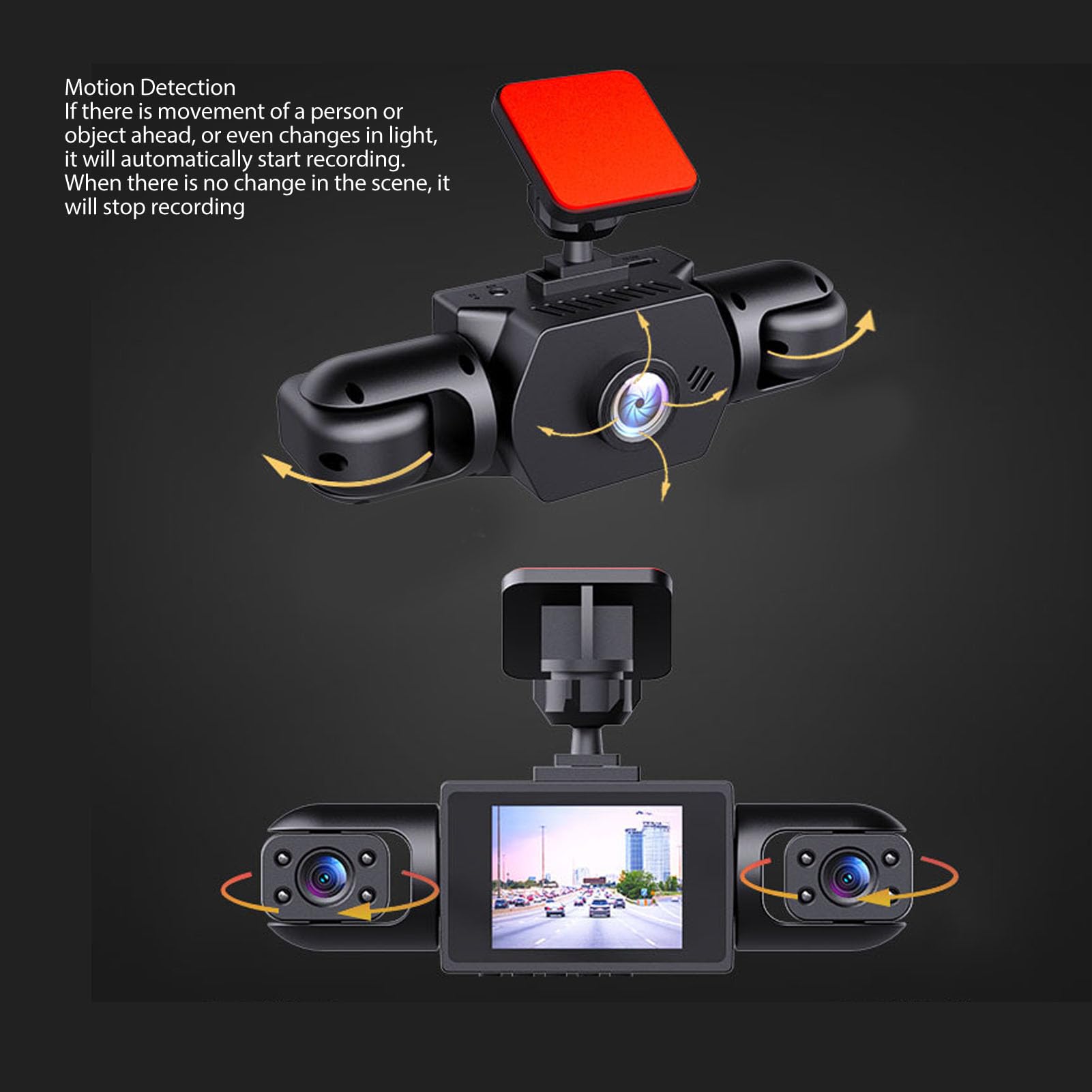 Dash Cam 4K a 4 Canali, Registrazione Frontale Posteriore 1080p, Visione Grandangolare a 360°, Registrazione in Loop, Protezione Continua, per Camion SUV (64GB)