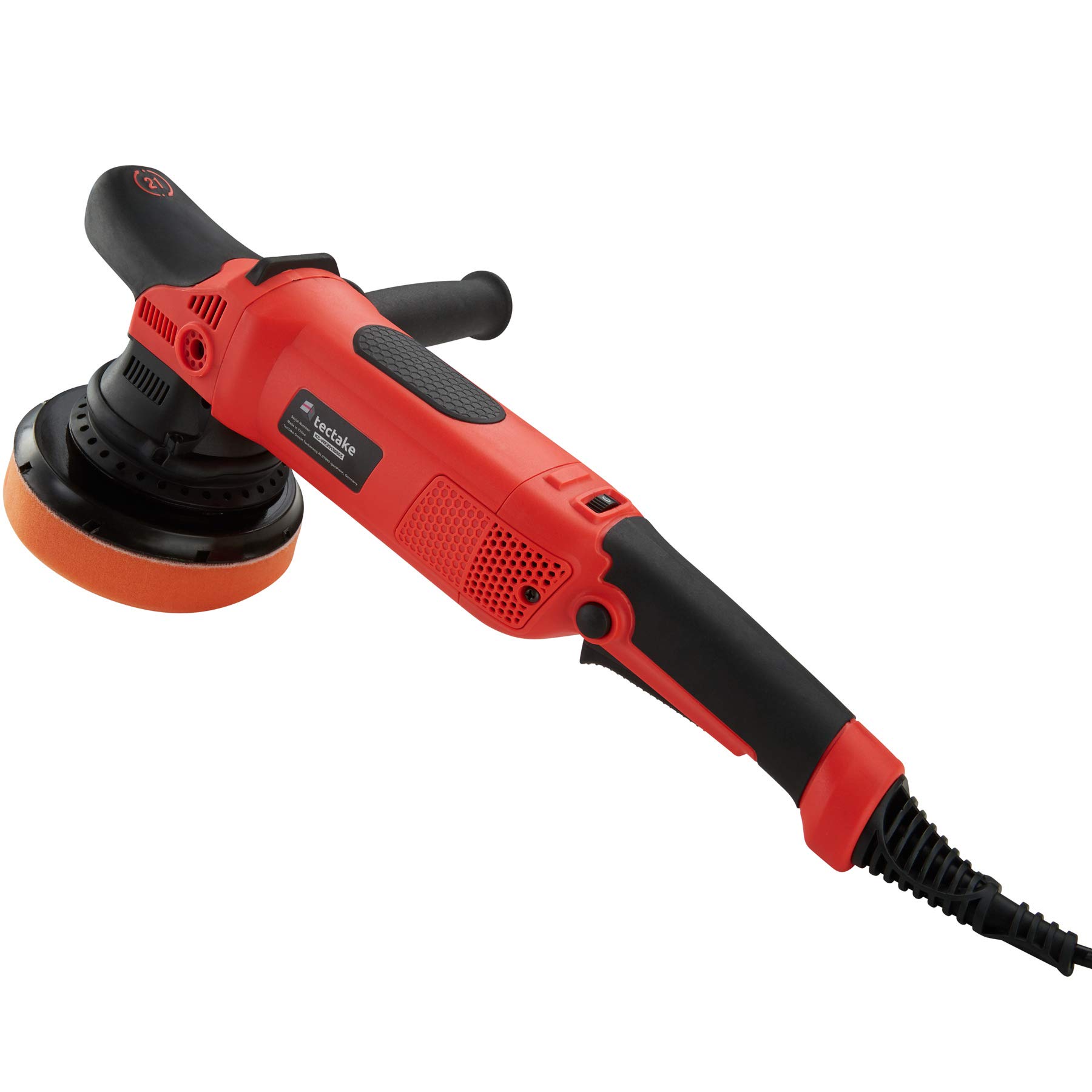 tectake® Pulidora para Coche 810W, Incluye Plato de Rotación, Esponja de Pulir, Kit Completo con Esponjas, Pulimento Coche Arañazos, Pulidora Orbital, Detailing - Regulación Velocidad Digital