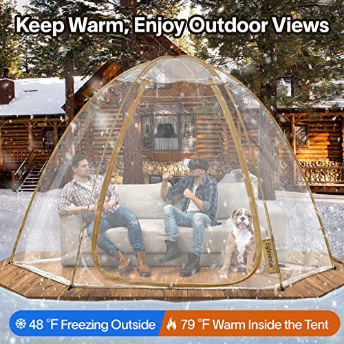 EighteenTek Bubble Tent Screen House Room Greenhouse Camping Tent Canopy Gazebos 4-6 Personen for Patios, Large Oversize Weather Pod Pop Up Zelt, Kälteschutz, Beige, 3 m x 3 m – Bild 6