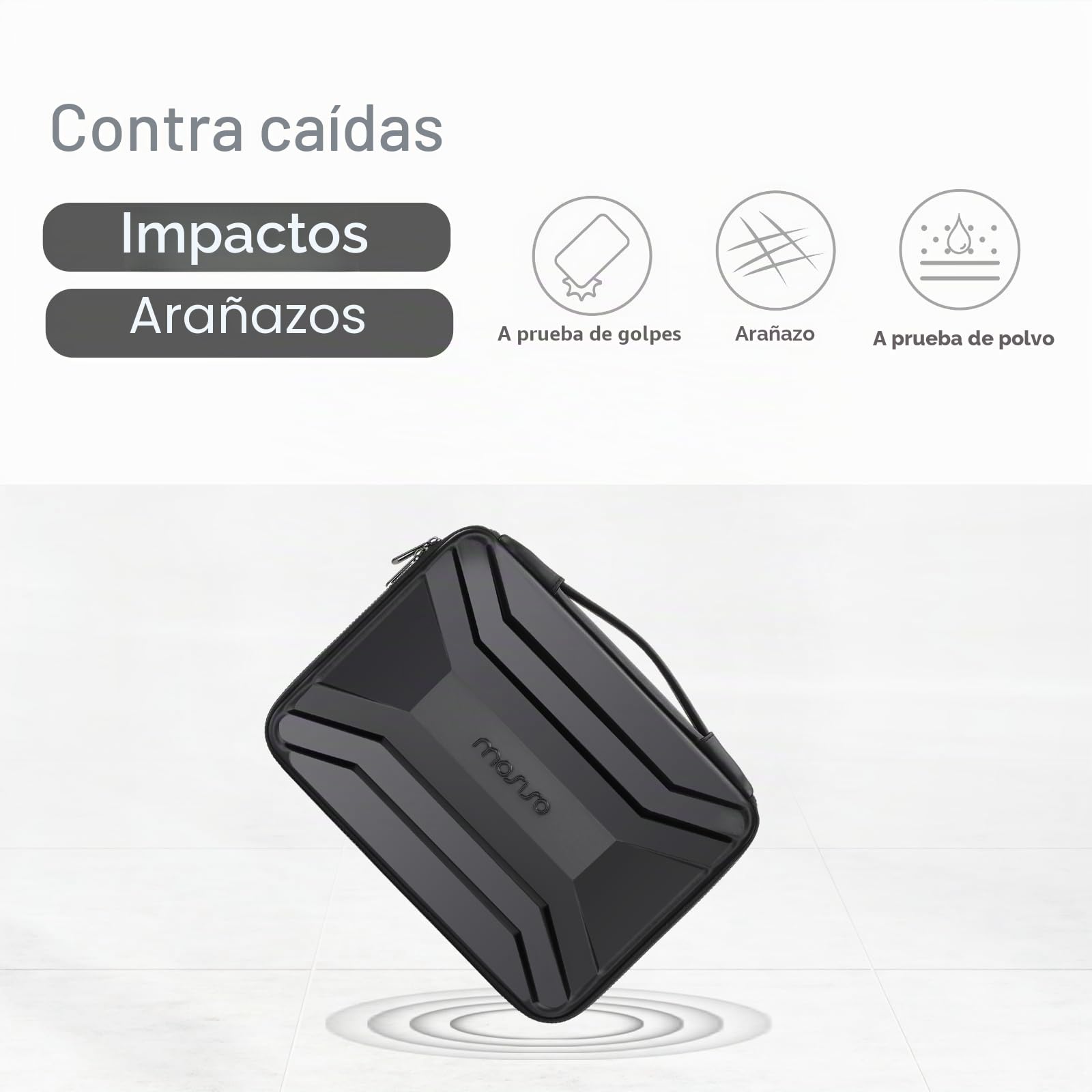 MOSISO 13 a 14 Pulgadas Funda Portátil, 13 3 Pulgadas Waterproof Shockproof Ordenador Bolsa Compatible con MacBook HP DELL, Simétrica Trapezoidal EVA Transporte Laptop Bolsa con Asa,Negro