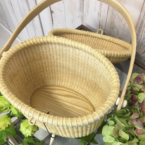 大人気の ナンタケット バスケット 蓋付き オーダー制作】木の蓋付きクリール（プチカスタム） | Nantucket