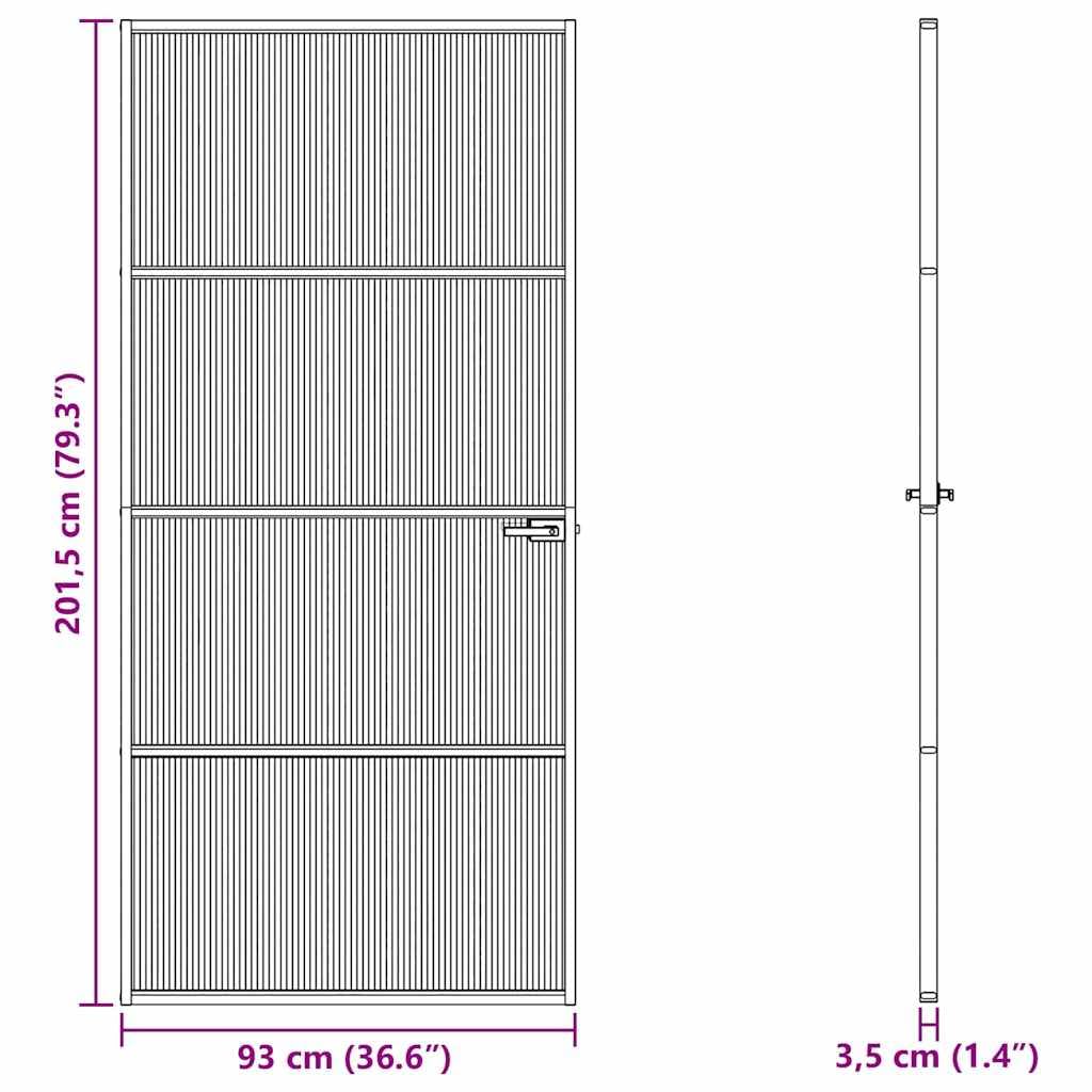 vidaXL Porte de maison 93 x 201,5 x 3,5 cm Aluminium et Verre Trempé, Porte intérieure élégante, rectangulaire et moderne, avec verre trempé, cadre en aluminium, pour maison et bureau