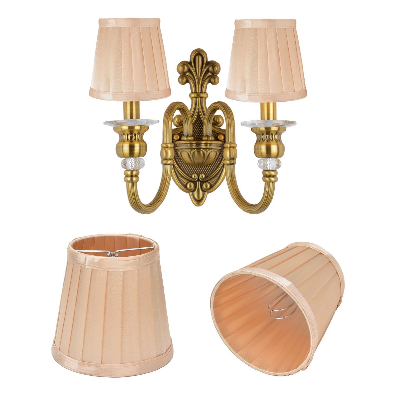 2 Pcs Fabric Lampshade, Pleated Style E14 Clip On Chandelier Lamp Shades Cover Small Droplight Wall Lamp Shade for Wall Ceiling Table (#2)