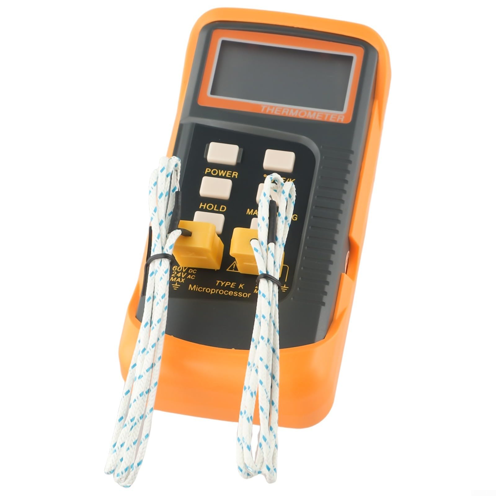 Termometro digitale a doppio canale K 6802 II con 4 sonde per misurazione della temperatura BGA HVAC da -50 °C a 1300 °C, doppio ingresso T1/T2, monitoraggio con display LCD e conservazione
