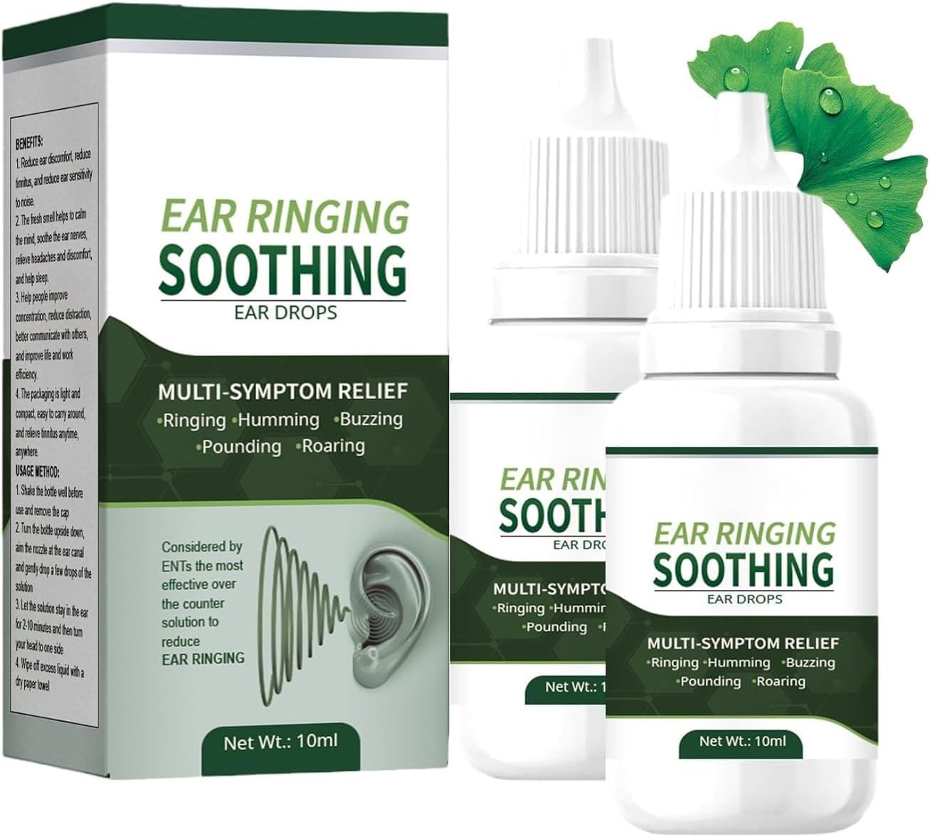 JJcyebz 10ml EarClean Ear Ringing Remedy Drops Earache Relief Ear Drops