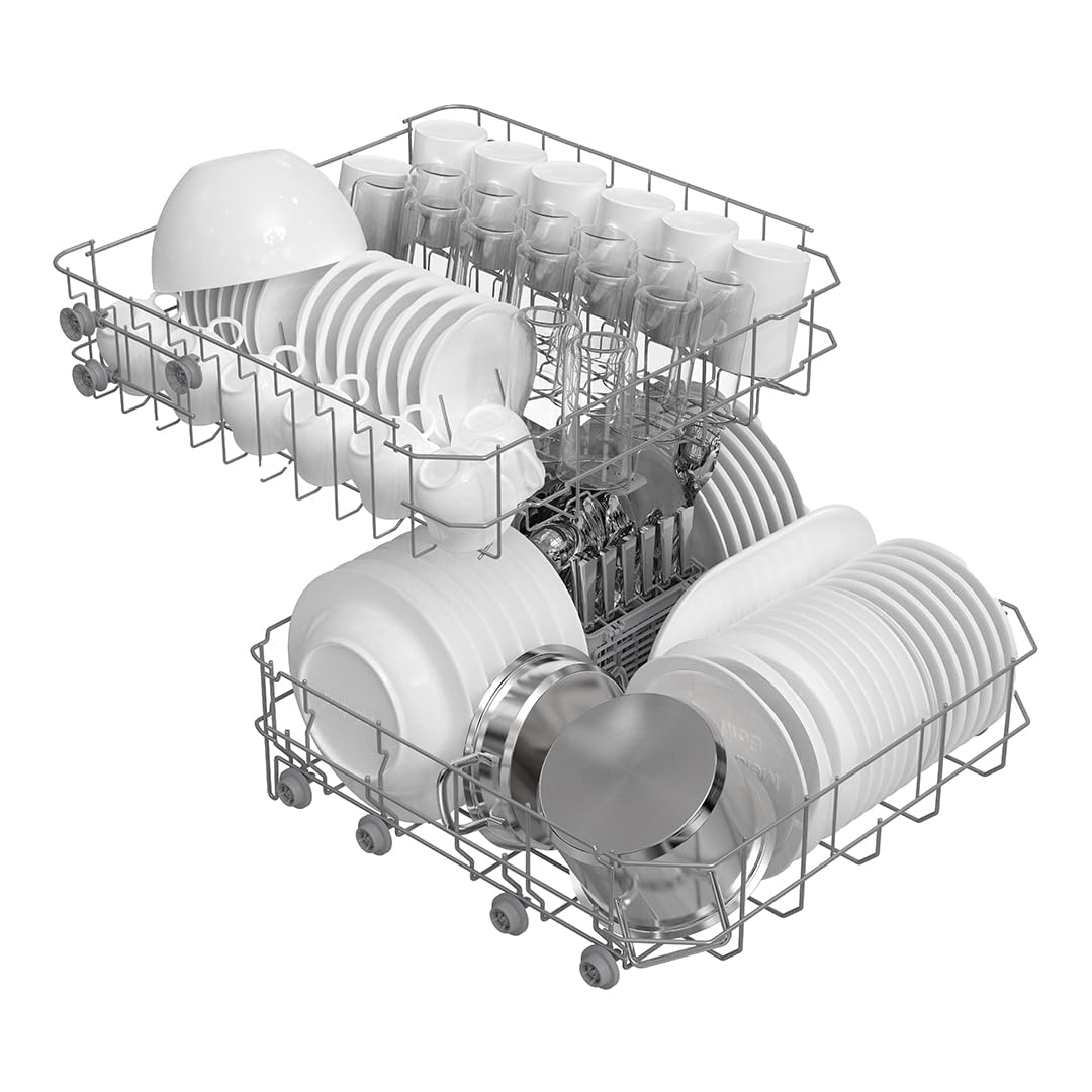 Svan Lavavajillas Integrable 60 cm Blanco SJI13600E. 1890W, 14 Cubiertos, 2 Bandejas, 6 Programas, Display LED táctil, Función Stop&Go, Eficiencia Energética Clase E