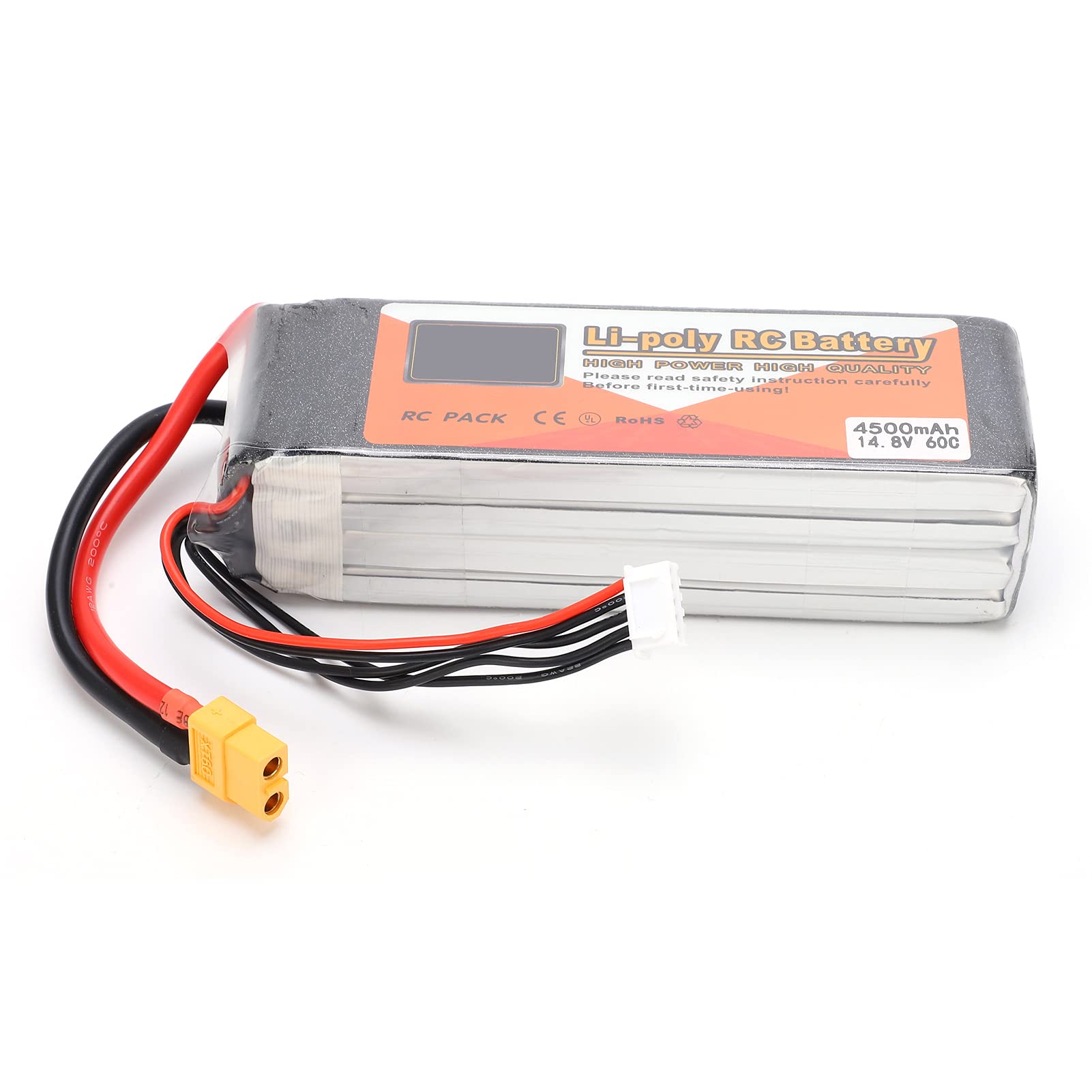 Cryfokt Batteria Lipo da 14,8 V 4500 MAh Batteria RC Durevole Ad Alte Prestazioni per Auto RC Barche Droni 135x42x35mm