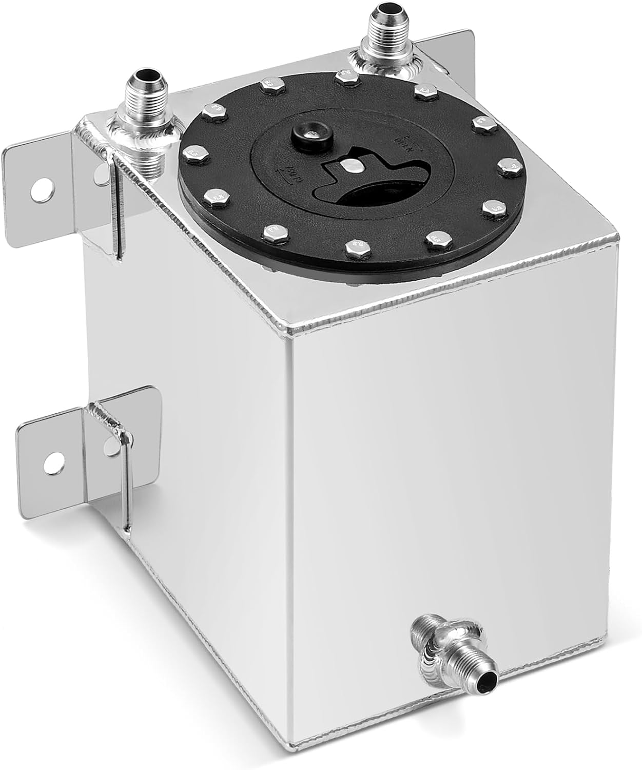 BDFHYK 1 Gallon Fuel Cell Gas Tank Aluminum Polished Sliver with Level Sender 7" (L) x 6.75" (W) x 8" (H) Racing Street Drift Strip Fuel Tank Fuel Cap sliver 1 Gallon