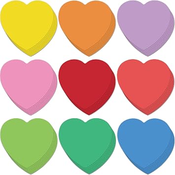 Geyee 108 Pcs Heart Cutouts, Colorful Double Sided Paper Hearts, 6 Inch