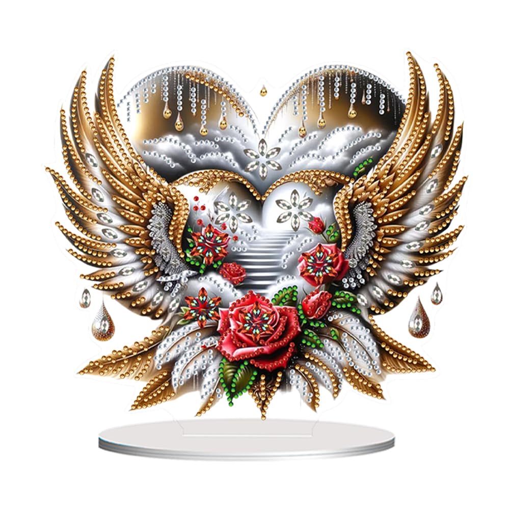 Fiorky Diamond Painting Table Decoration, Acrylic Special Shaped Beautiful Pattern Diamond Painting Tabletop Ornaments Kit 5D DIY Diamond Art Tabletop Decorations for Table Decoration