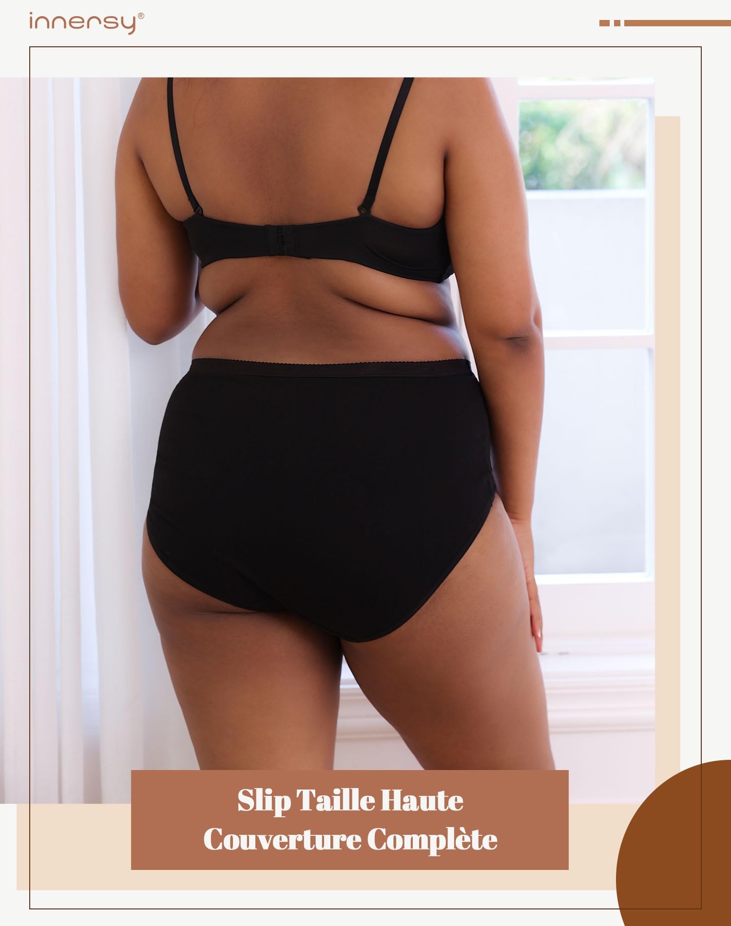 INNERSY Culotte Grande Taille Confort Slip Femme Coton Doux Shorty Taille Haute 44-62 Lot de 5