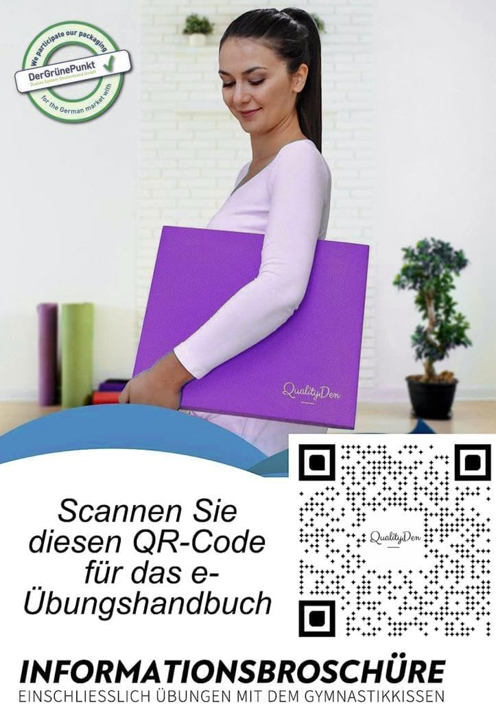 Quality Den Balance Pad, schiuma morbida antiscivolo, cuscino di equilibrio per stabilità e coordinazione – aiuta a rafforzare i muscoli profondi – Include manuale di esercizi elettronici