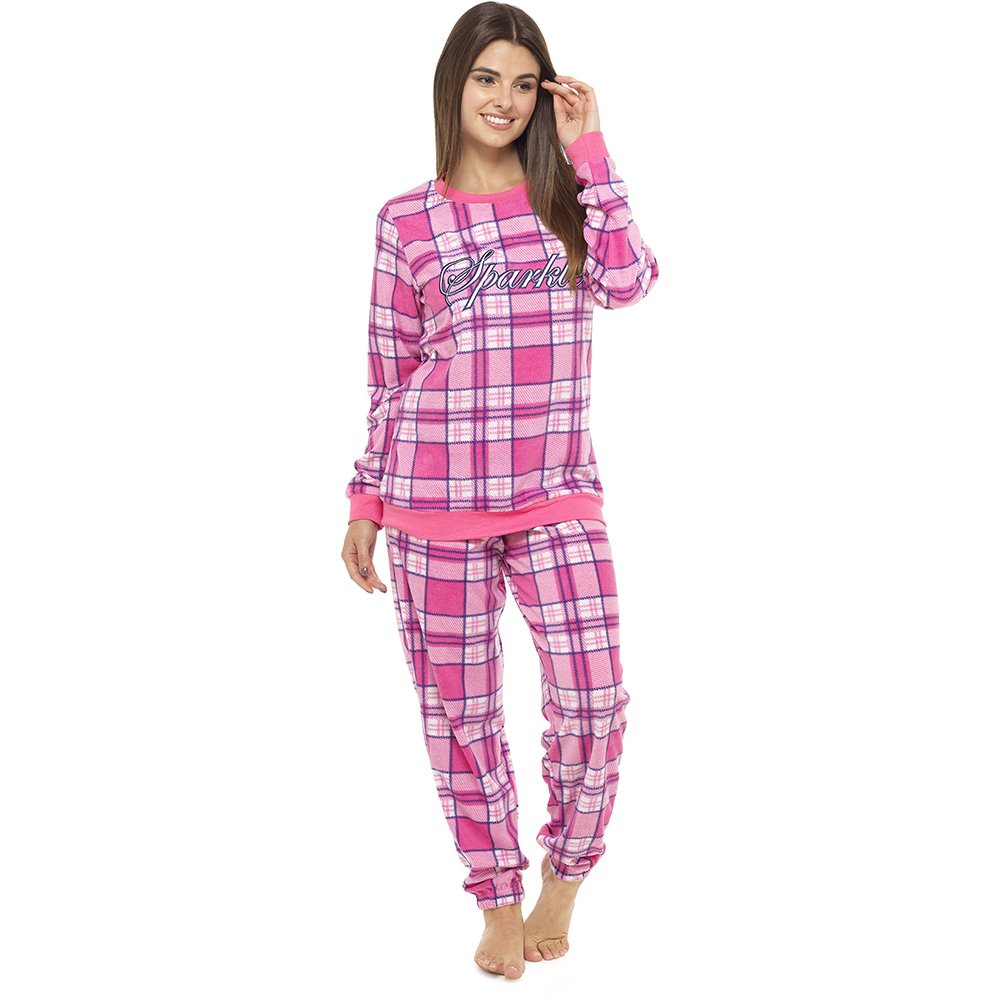 Tom Franks Women's Pink / Check Print Twosie With Embriodery Detail Pyjamas Pj Nightwear (20-22, )
