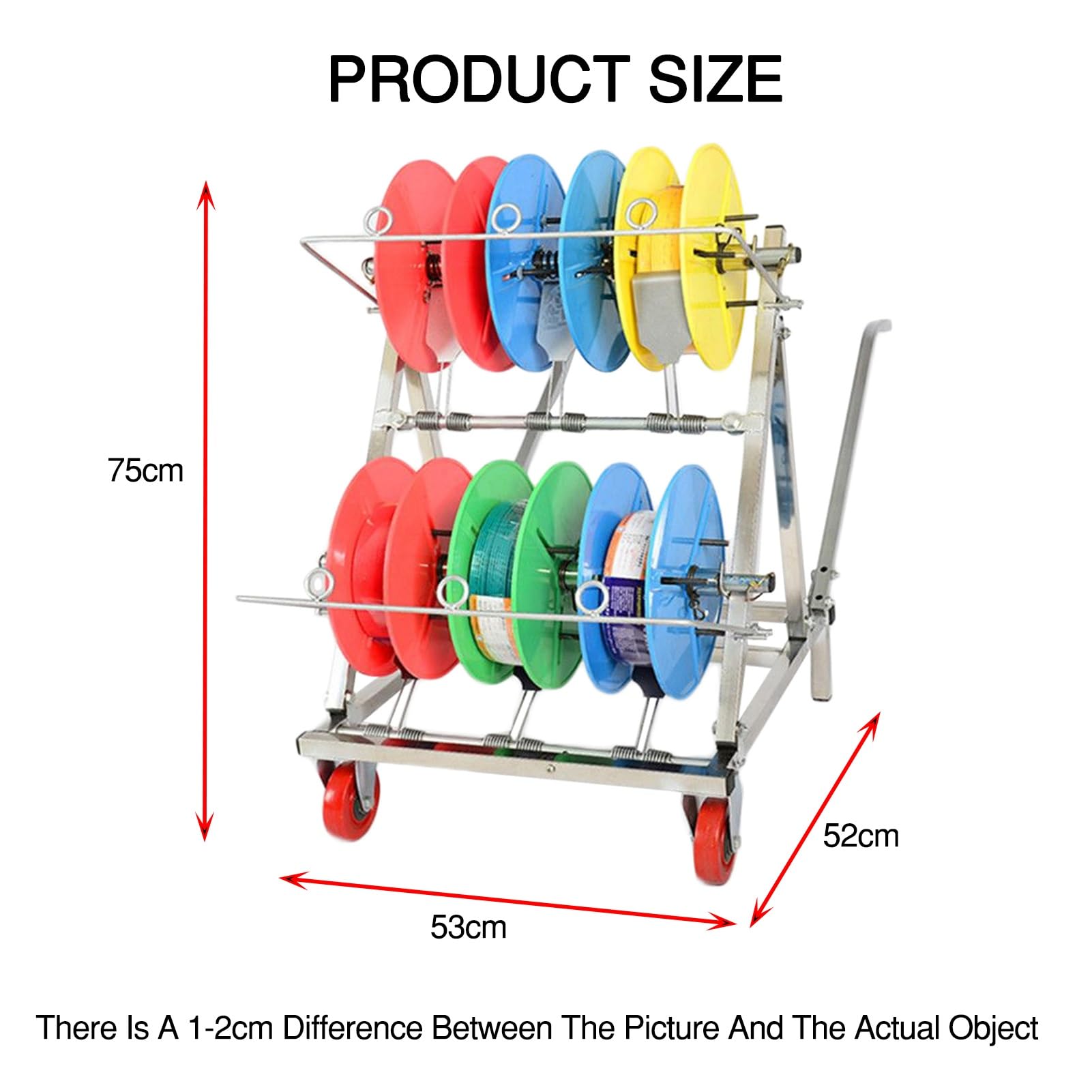 4/5/6 assi avvolgicavo carrello multi-mulinello con ruote, per officine e cantieri