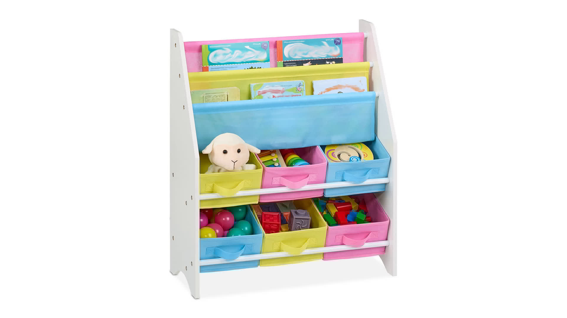 Portagiochi Per Bambini Con Motivo Marino - 6 Box E 2 Scomparti In Tessuto - Foto 8