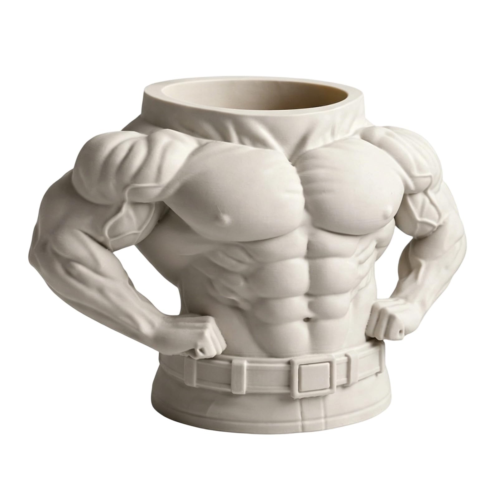 Pasisuu 3D Printed Muscle Pen Holder – Eco-Friendly PLA Desktop Organizer with Stable Base, Creative Fitness Themed Stationery Storage White