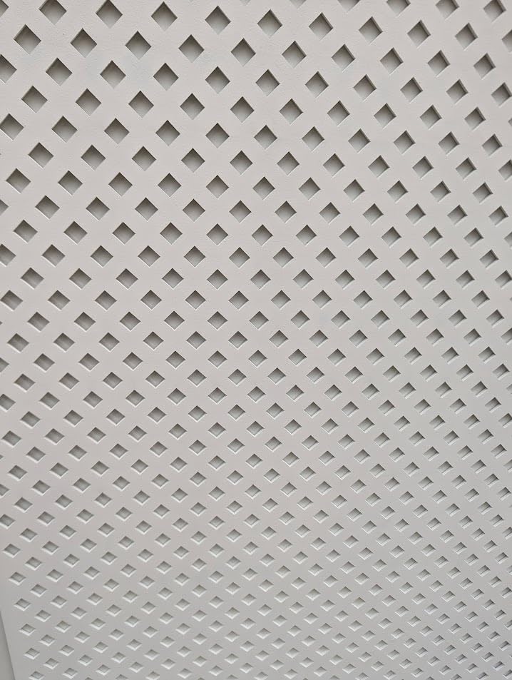 Wooden mesh Decorative Panel, wall partition, Radiator Cover Grille, Cut-Outs, Kitchen Furniture, Laser Cut in 3mm Thick MDF (Size 1200mm x 620mm) Diamond Pattern D7 .Made in the UK. Primed White