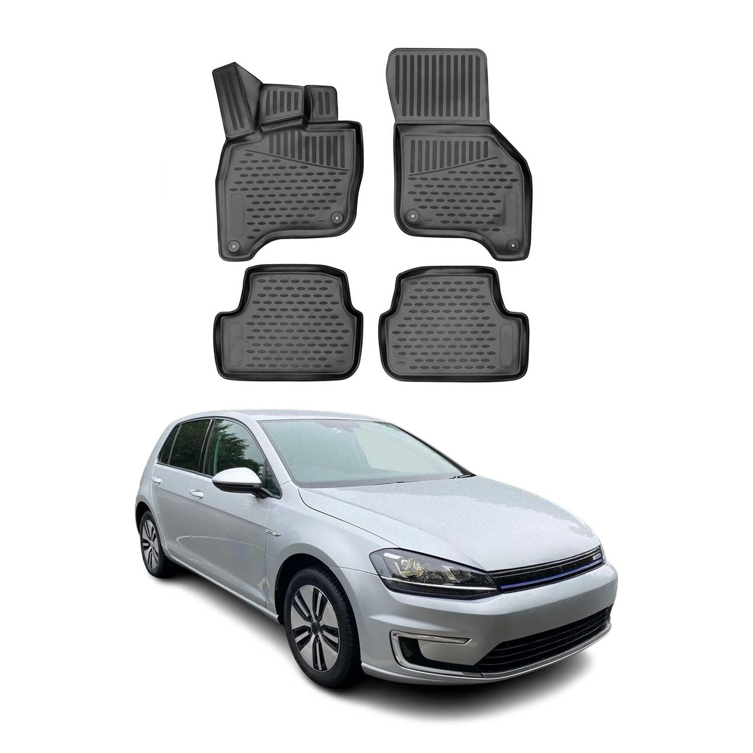 OMAC Floor Mats for VW e-Golf 2015-2019 Car Mats All Weather 3D Custom Fit Rubber Mat Waterproof Odorless TPE Floor Liners Laser Measured Non-Slip (