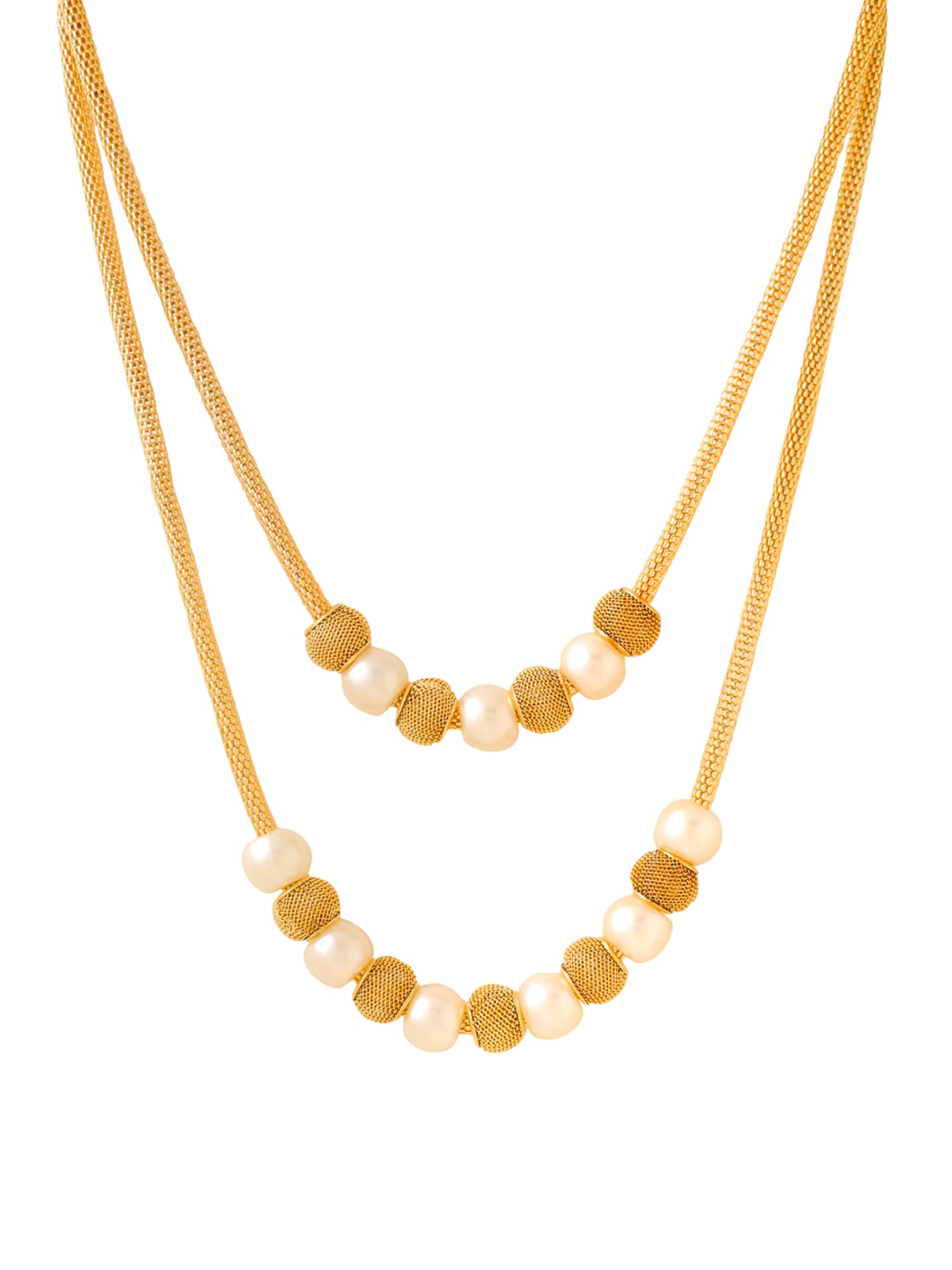 Layered Necklace for Women Gold-plated Western Pearl Beads Multi layered Chain Necklace for Women and Girl-image-39