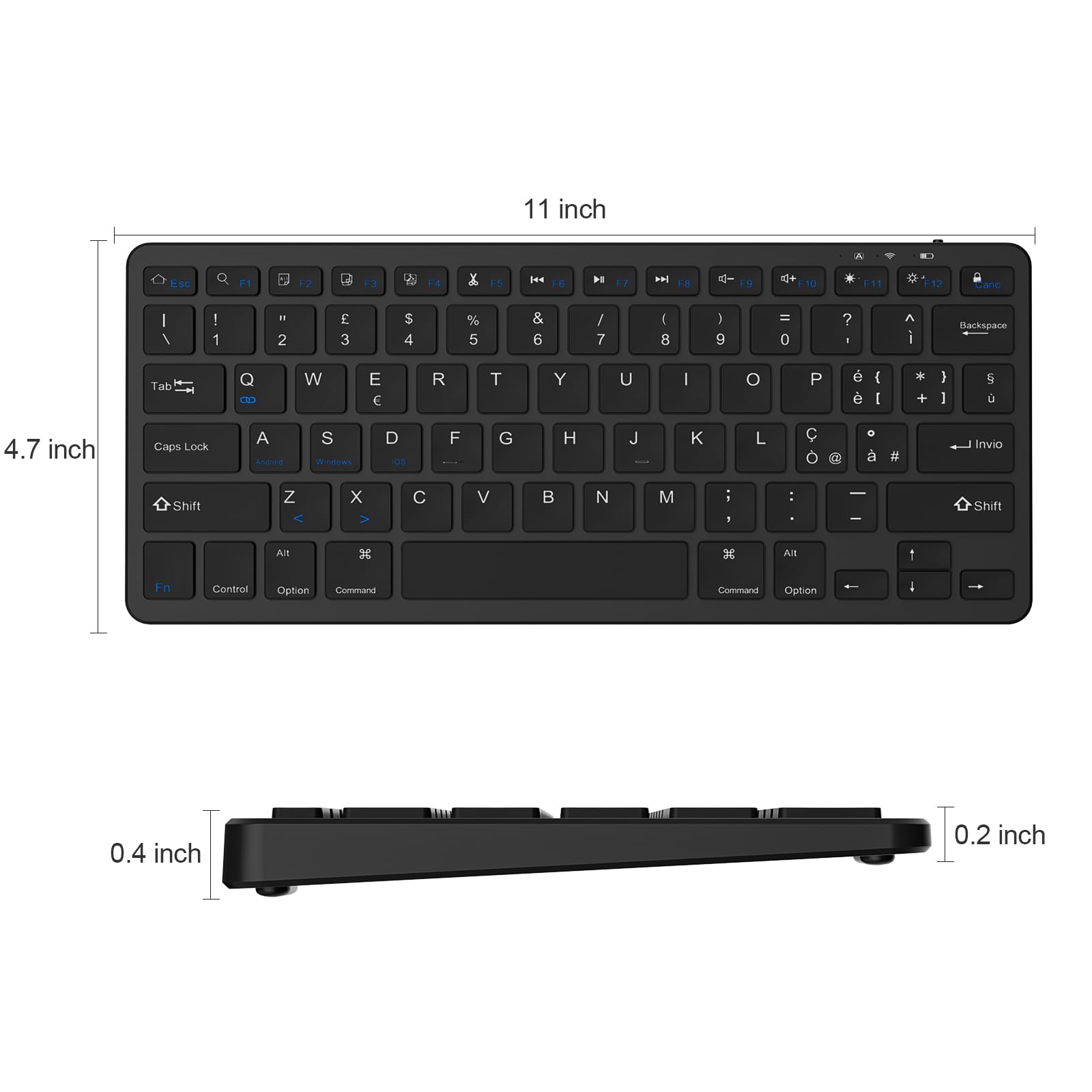 TECKNET Tastiera Wireless,Ultra Sottile Tastiera Wireless USB Laptop per PC, Android Smart TV, Laptop - Grigio