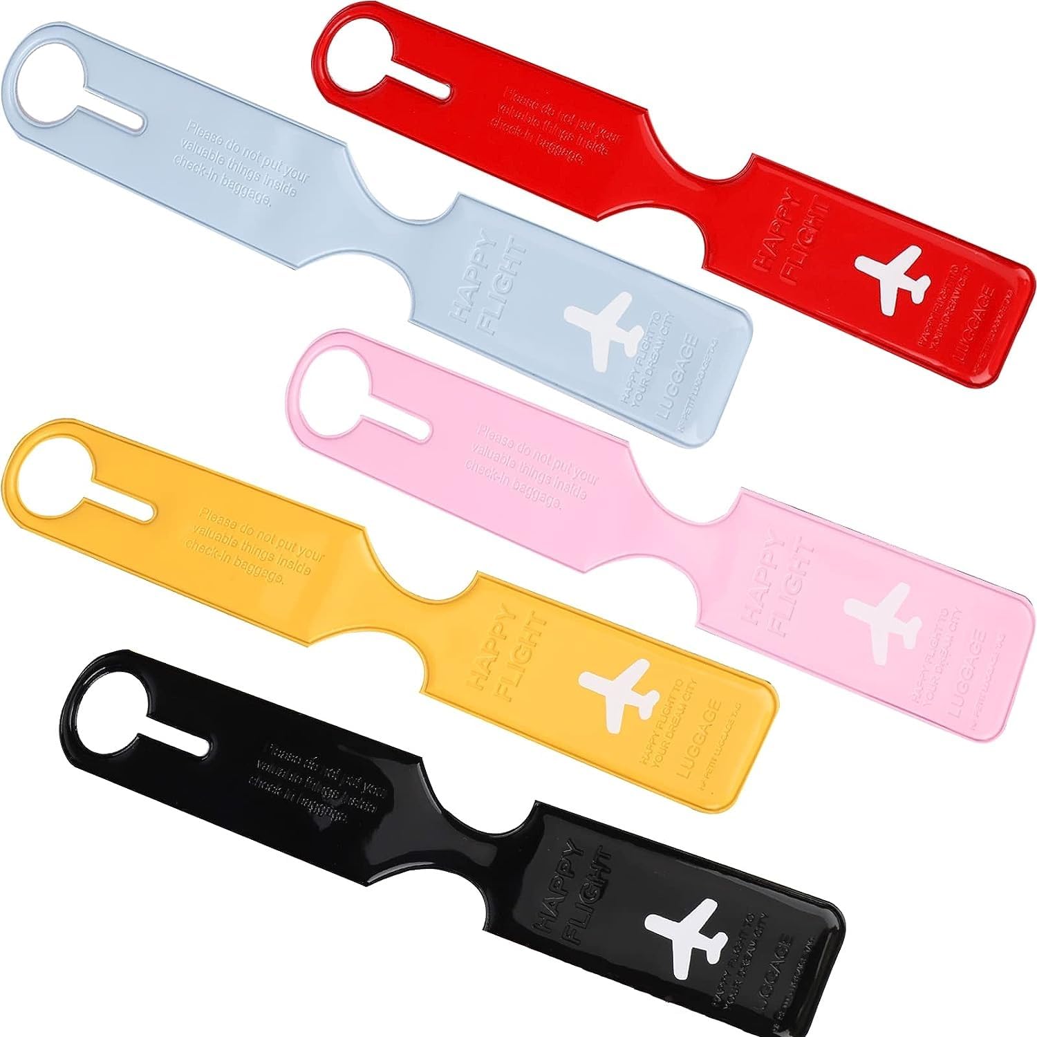 ElegiousElegious Luggage Strap Travel Tag for Whole Family Members There Color was Pink Blue Yellow Black with Id Name Mobile Number PVC Leather Air Cruise Holder Handbag Purse Suitcase Pcs (8)