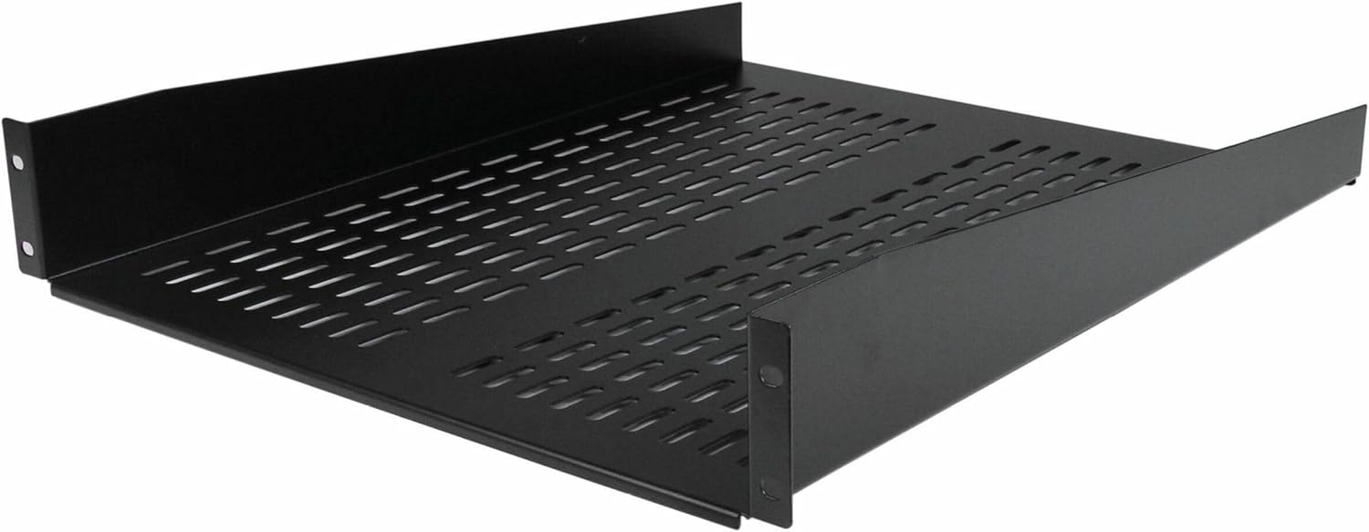 StarTech.com 2U Server Rack Shelf - Universal Vented Rack Mount Cantilever Tray for 19" Network Equipment Rack & Cabinet - Heavy Duty Steel - Weight Capacity 50lb/23kg - 16" Deep Shelf, TAA