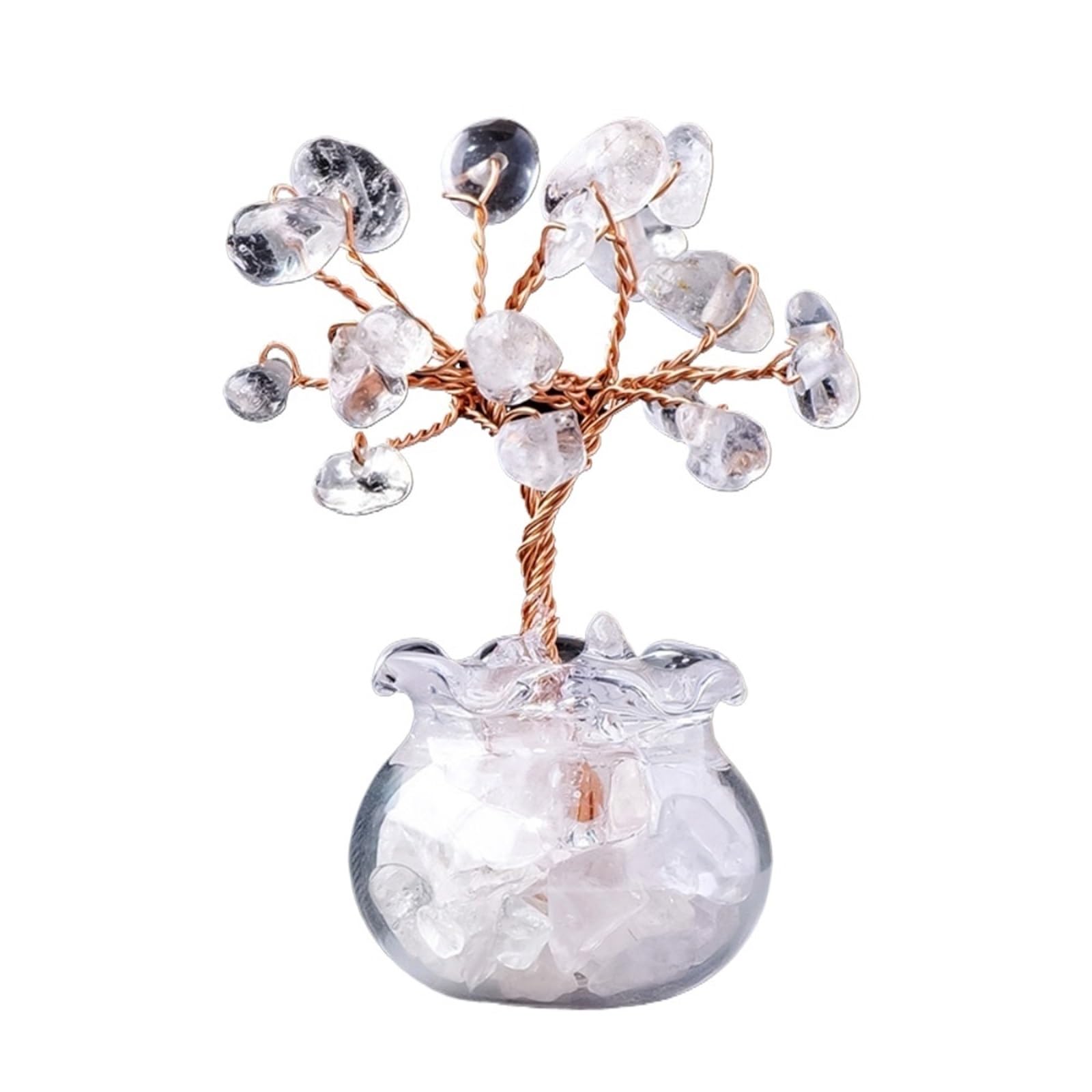 Dazhua 2Pcs Natural Crystal Tree for Healing - Good Luck Macadam Bonsai with Positive Energy(White crystal)