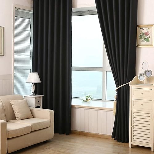 Miniatura 3 de ARTIBETTER Cortina opaca con aislamiento térmico y ojales, cortina de oscurecimiento para dormitorio, sala de estar, 39 x 84 pulgadas (negro)