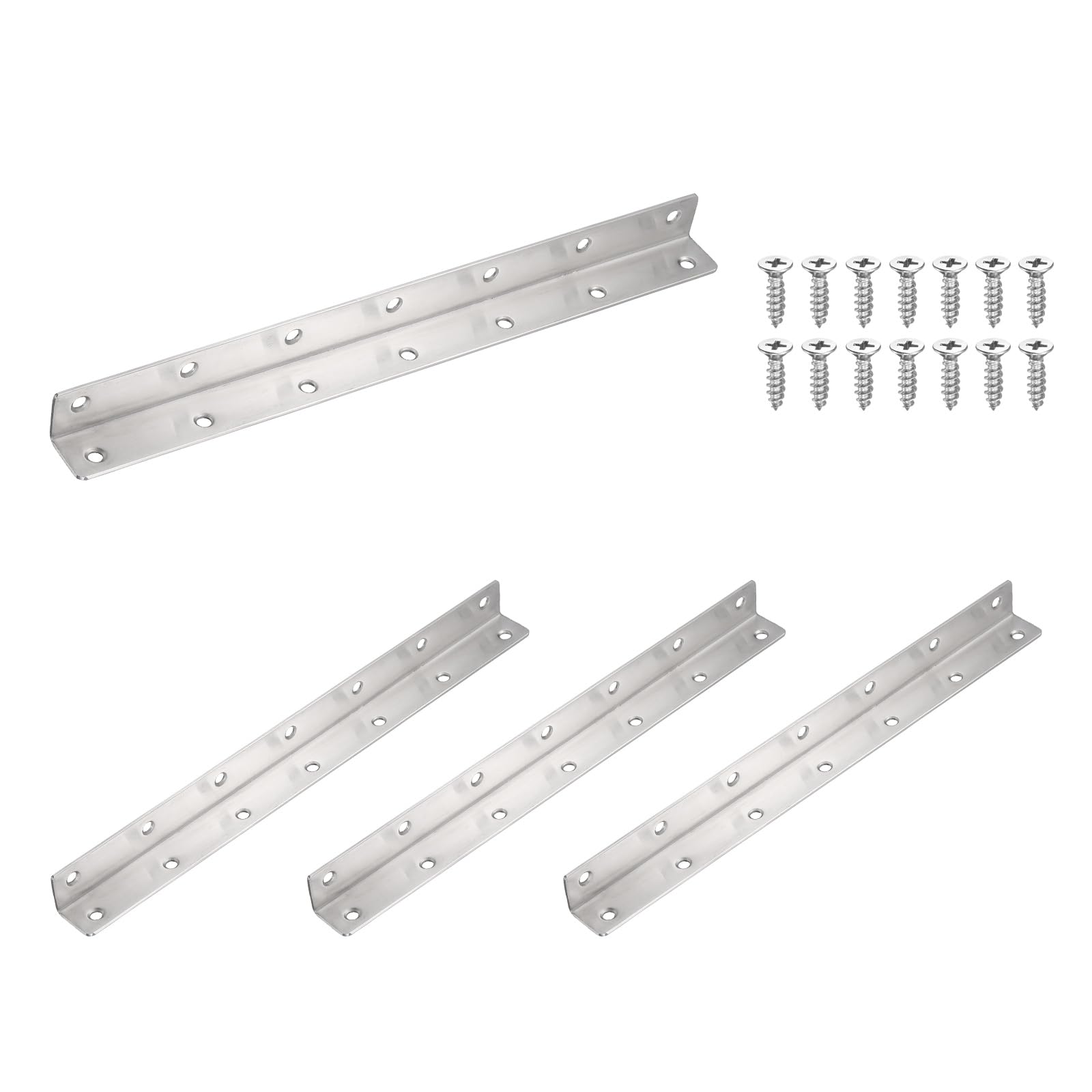 QUARKZMAN 4 Piezas Soportes Angulares 325x25x25mm Acero Inoxidable