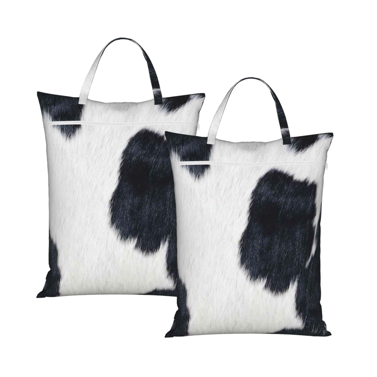Yfsgdlbn 2Pcs Cowhide Printed Travel Dirty Laundry Bag Clothes Pack Storage Basket Bag