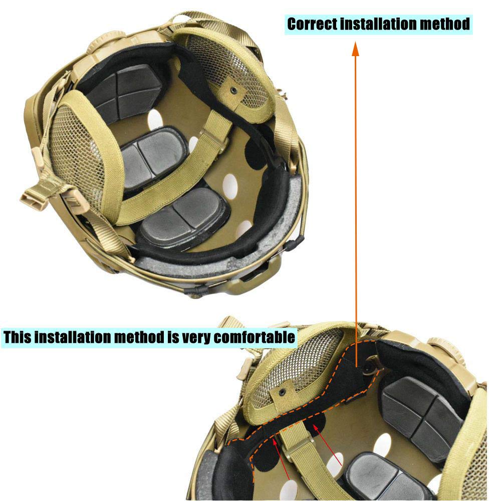 JFFCESTORE Tactical Airsoft Military Paintball Metal Mesh Side Cover with Ear Protection for Fast Helmet (Not Including Helmet)