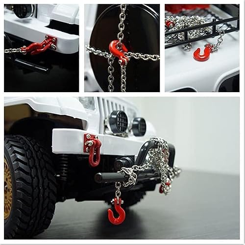 Miniatura 9 de WONFAST Gancho de remolque a escala 110, gancho de metal para remolque y cadena de rescate, accesorios de decoración compatibles con 110 RC Rock
