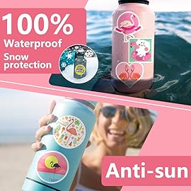 DETICKERS 50 PCS Cute Flamingo Stickers for Kids Waterproof Vinyl Flamingo Stickers for Water Bottles Party Decorations