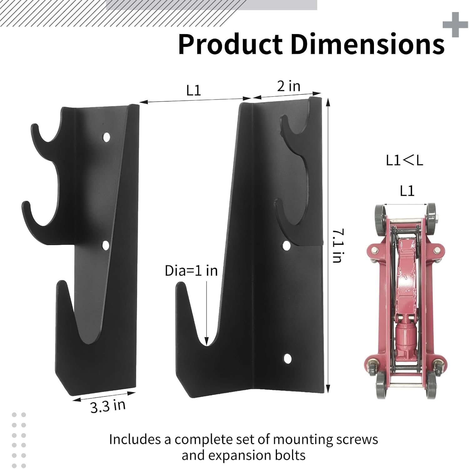 2 Pcs Floor Jack Storage Rack, Heavy-Duty Steel Wall Mount Stand Holder for Hydraulic Trolley Jacks, Space Saving Garage Tool Storage for Home Workshop Auto Repair Shop (Black)