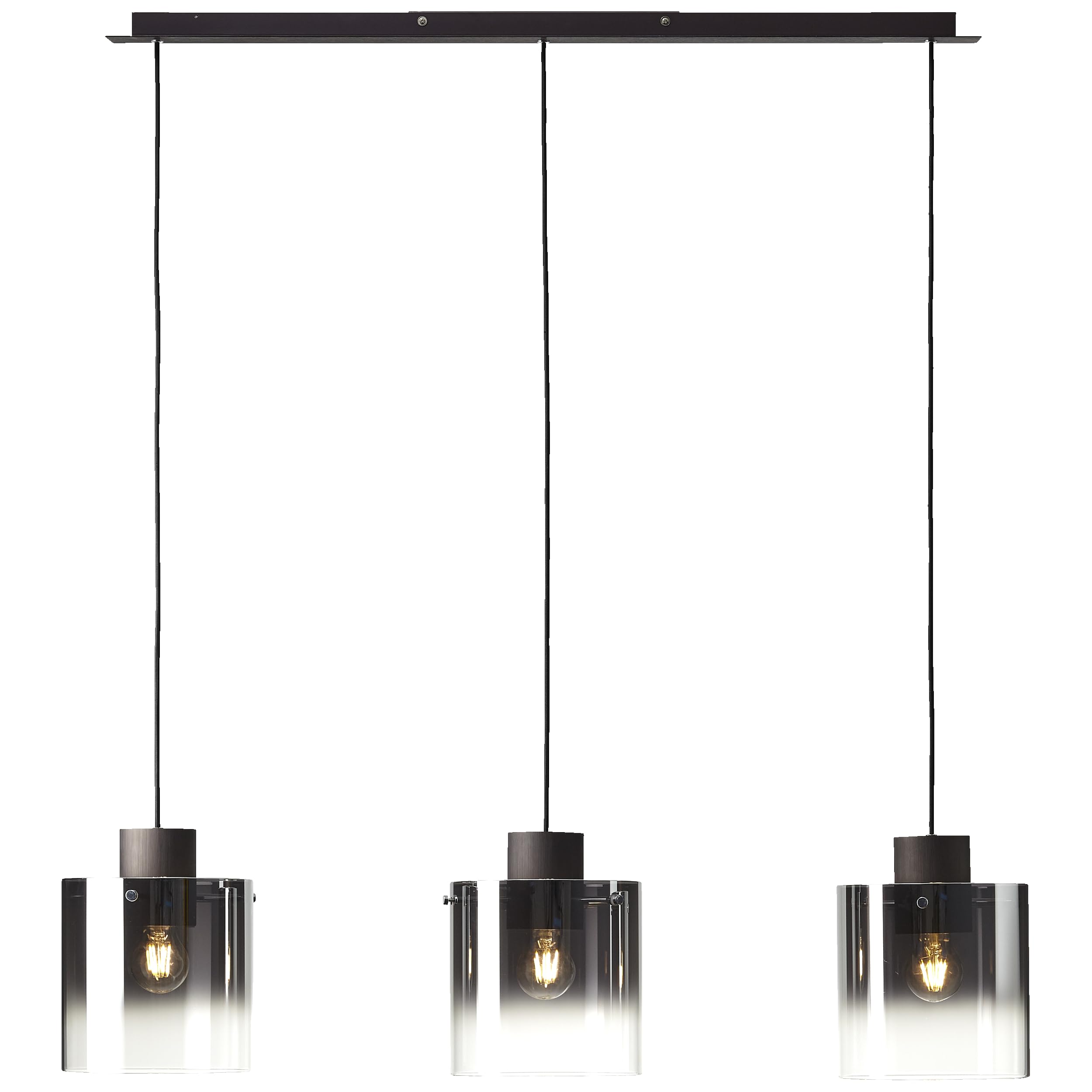 Lightbox Pendelleuchte 3-flammig - mit Rauchglas in Kaffee - Hängelampe für Esstisch, Küche & Wohnzimmer - exkl. E27 LED