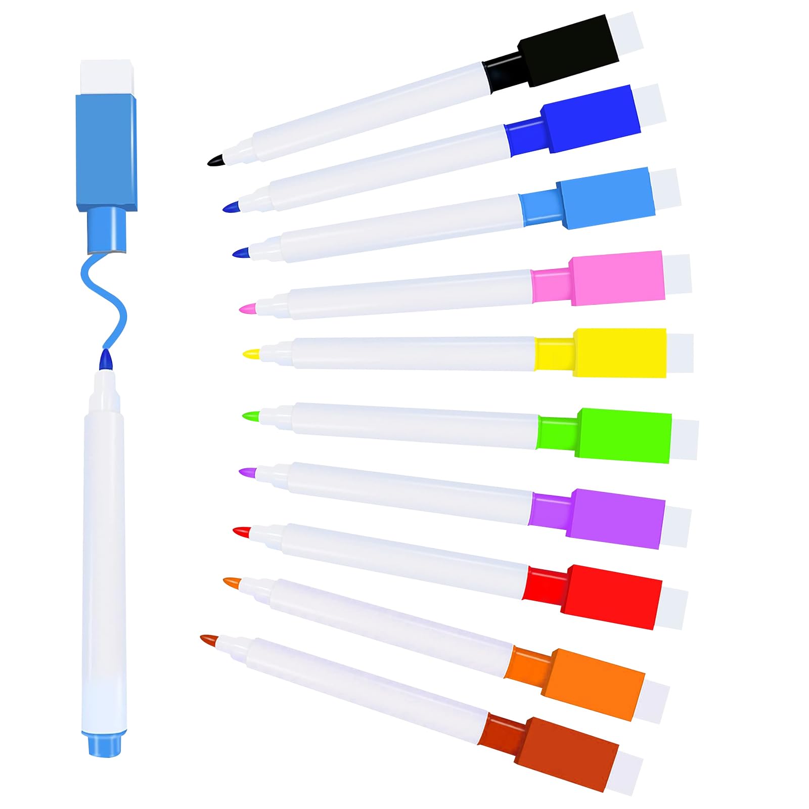 Starplast BROCHIN – 2 Pennarelli Per Lavagna Bianca Con Magnete E Gomma – Colori Casuali, Punta Rotonda 2mm – Asciugatura Rapida - 4