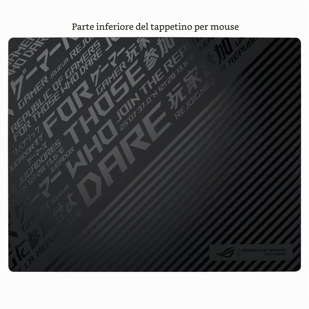 ASUS ROG NH04 ROG Moonstone ACE Tappetino per mouse da gioco, 50 x 40 x 0,4 cm, di grandi dimensioni, superficie ultra liscia, vetro temperato, giochi Esports e FPS, nero