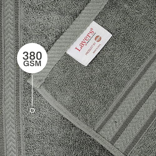 Image of Layers 100% Cotton Gym Towel | 380 GSM Quick Dry & Super Absorbent | Soft, Fade Resistant & Long Lasting | Gym, Yoga, Sports, Travel & Pool | 1 Piece for Men & Women | 50 x 100 cm - Grey