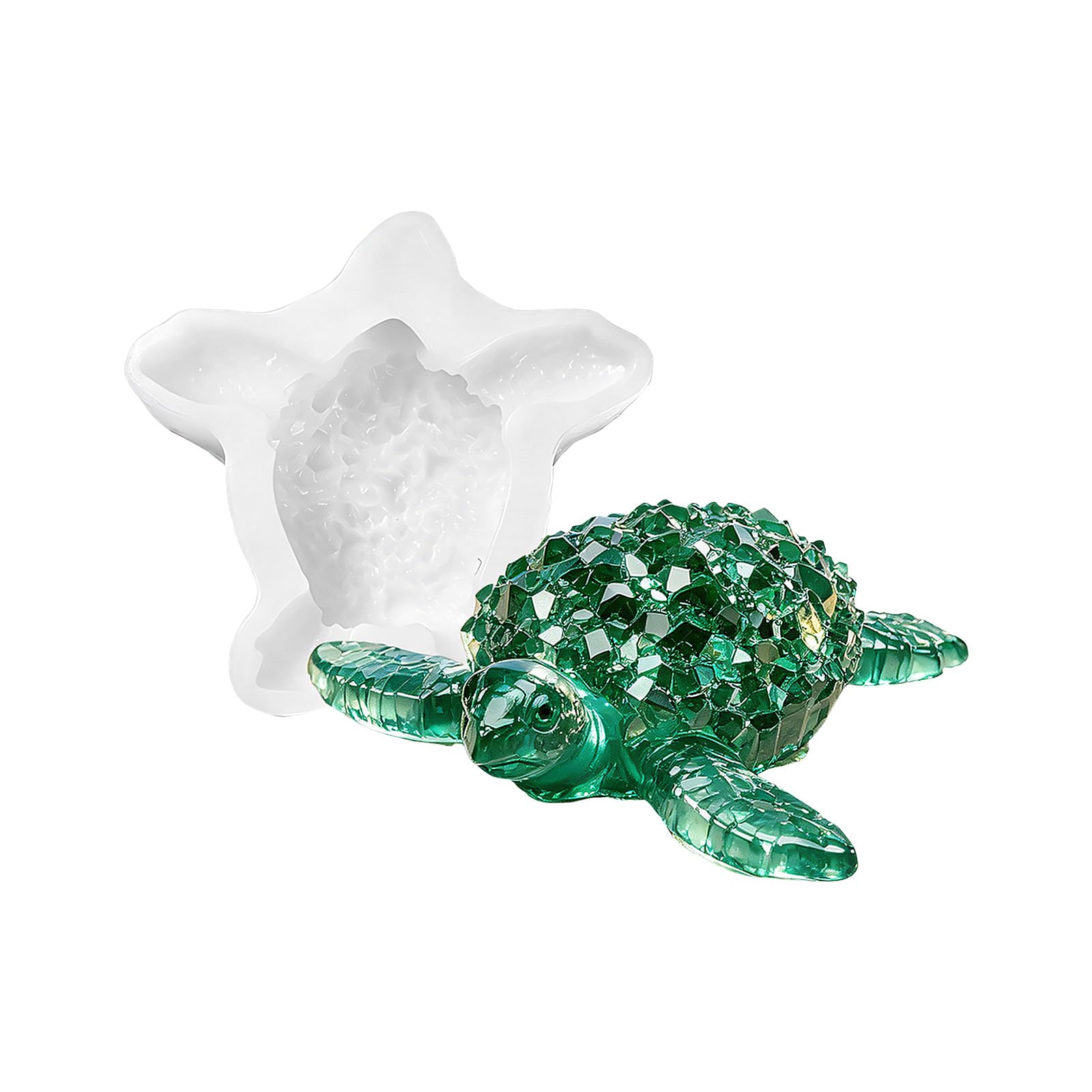 WEILWH Translucent Look Turtle Wax Mold Flexible Silicone Casting Cup with Textured Shell Finish for Keepsakes Glitter Stone Embed Projects Turtle Resin Mold Sea Casting Form Silicone Wax Decor