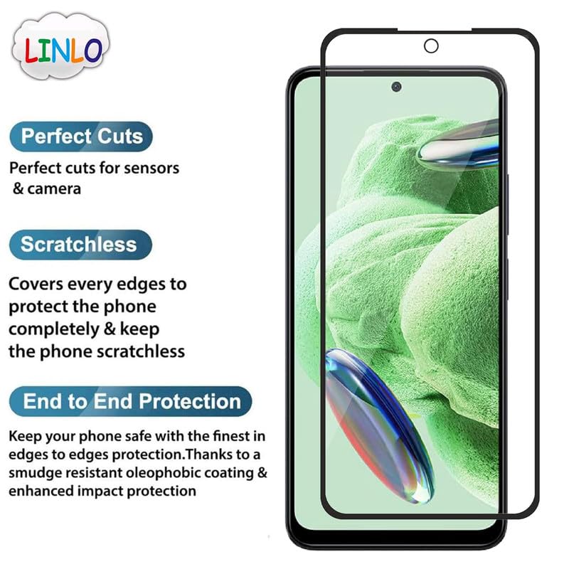 Image of Tempered Glass Screen Protector Compatible For Redmi Note 12 4G / Redmi Note 12 5G Smartphone Full Screen Coverage (Except Edge To Edge) And Free Complete Easy Installation Kit