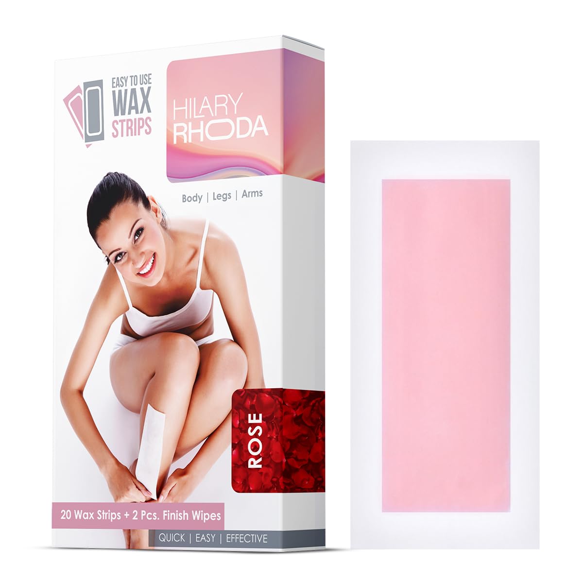 Hilary Rhoda Easy To Use Wax Strips | Gel Wax Hair Removal | Full Body Wax Strips for Arms,Legs & Body | Salon Like Results at Home Wax Strips | With 2 Finish Wipes | 20 Strips (Rose) (B0D4DGVH3D) Amazon Price History, Amazon Price Tracker