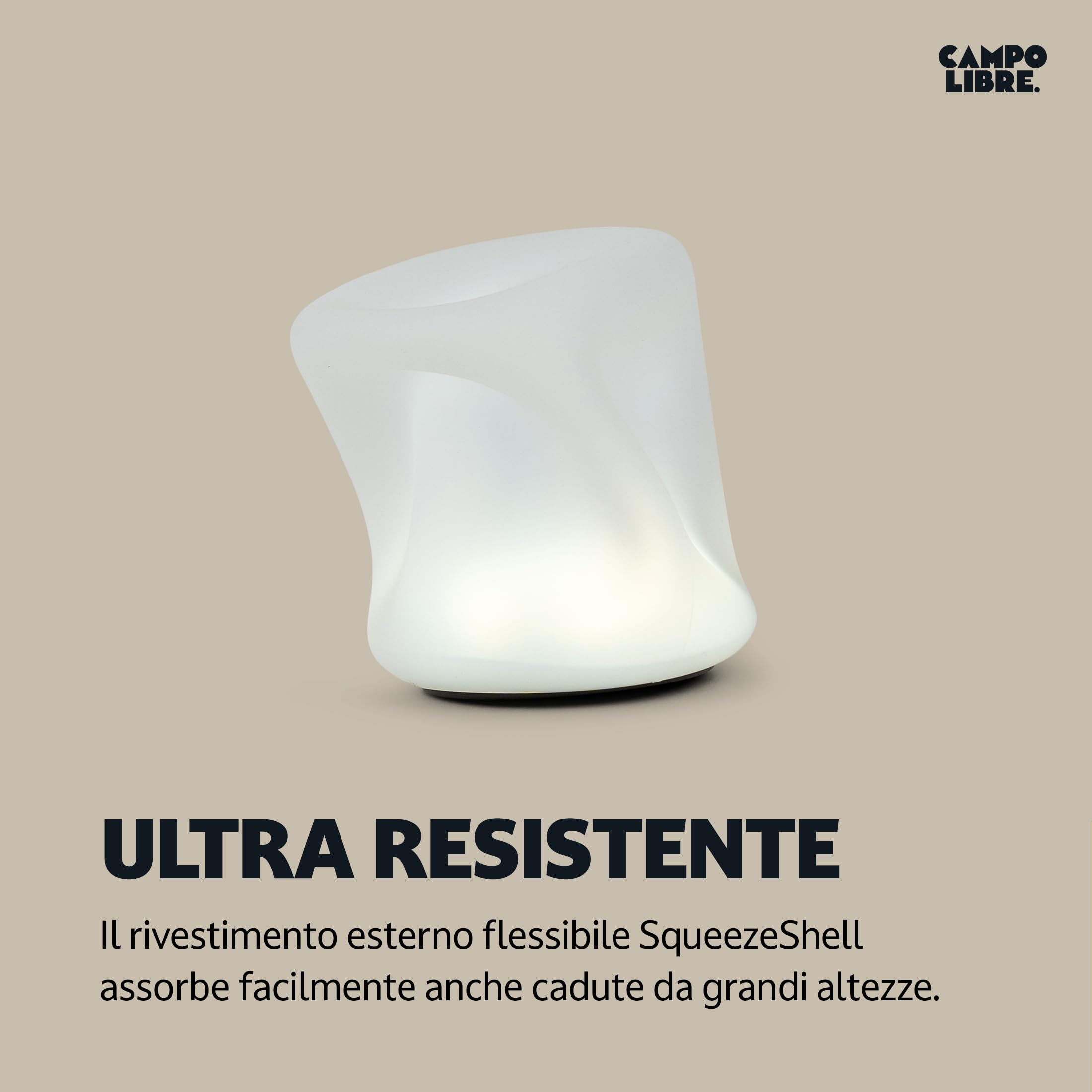Campo Libre.® LENI Lampada da Campeggio – Luce da Esterno con Manico Flessibile, Lampada da Esterno Dimmerabile, Lanterna IPX4, 200 h di Autonomia, SqueezeShell Infrangibile, USB-C. Rettangolo, Verde