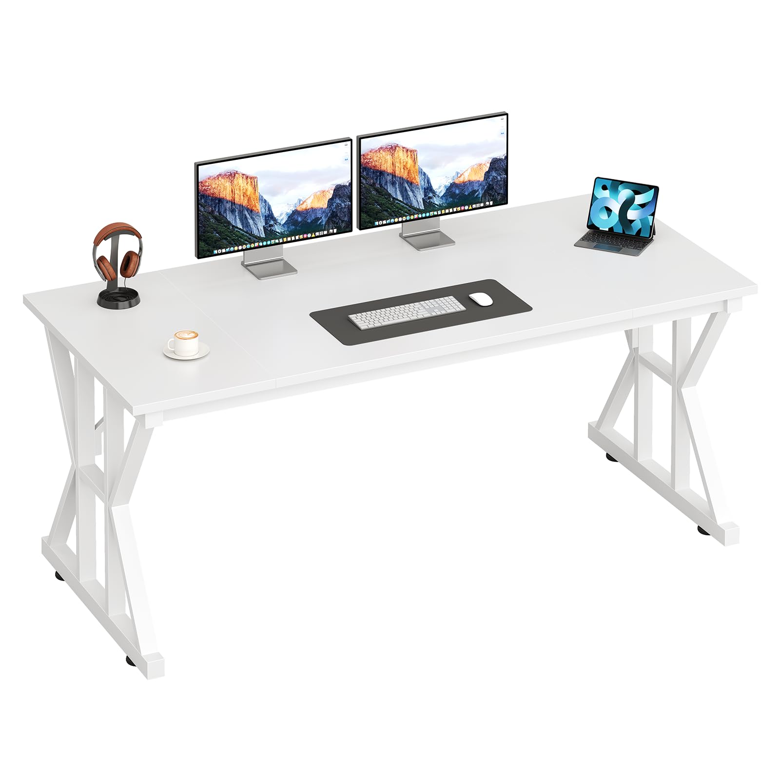 55" Large Computer Desk with Thickened Frame for Home Office, Living Room
