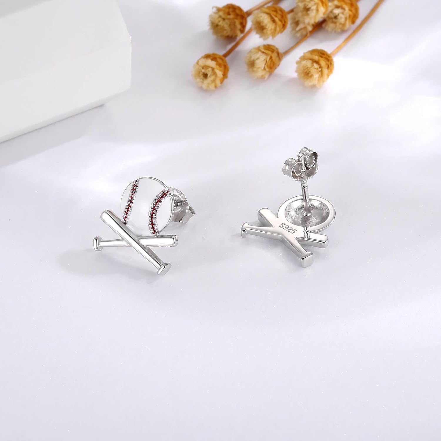 Hypoallergenic Sport Stud Earrings 925 Sterling Silver for Women - Sports Jewelry Gifts for Sports Fans Players