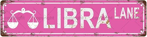 Libra - Letrero de metal del zodiaco, letrero de metal vintage, letrero de calle, decoración del hogar, decoración de habitación, decoración de