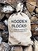 Wooden Blocks, 5 Pounds of Premium Hardwood in Assorted Sizes, Natural