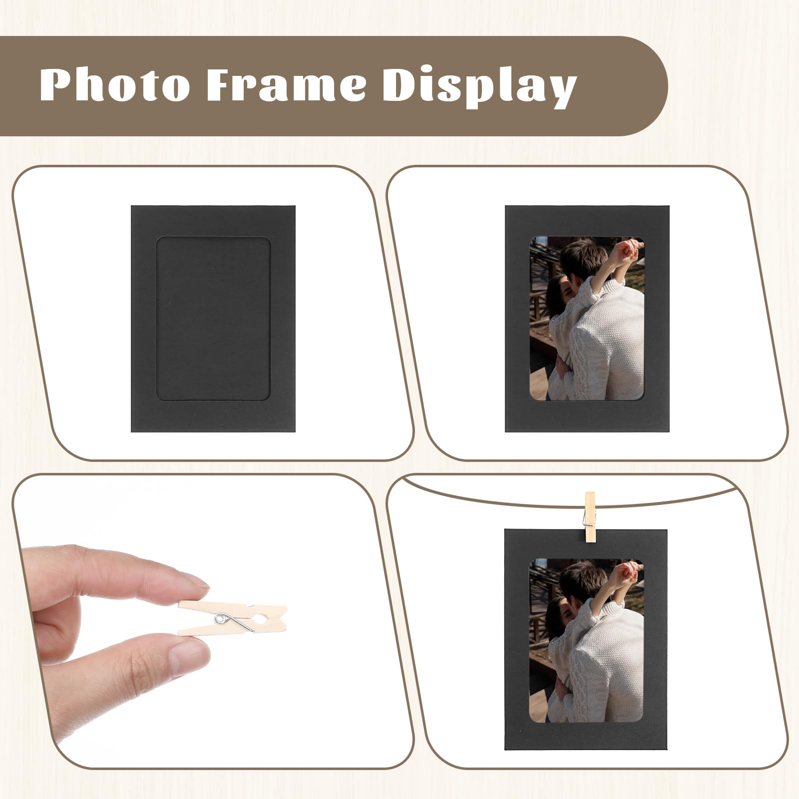 Piriuuo 10 Pcs Paper Picture Frames - 4x6 Inch Cardboard Photo Frames With Clips & String For Hanging Display